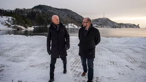 Ståle Kyllingstad (til venstre) og John Stangeland i Norsea vil satse stort på havvind. Nå ber Kyllingstad om store subsidier.