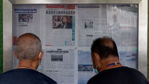 Statseide kinesiske medier har ryddet forsidene på tirsdag i forbindelse med den amerikanske toppolitikeren Nancy Pelosis Asia-reise. Global Times skriver at Pelosi bringer med seg «lukten av krutt til Asia».