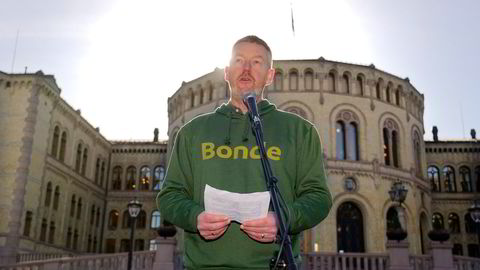 Leder i Norges Bondelag Bjørn Gimming under Norges Bondelags markering av starten på lønnsoppgjøret med en politikerfrokost foran Stortinget onsdag.