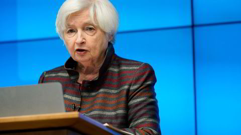 USAs finansminister Janet Yellen mener Opecs beslutning er «uhjelpsom og uklok». Her ved Center for Global Development, torsdag, 6. oktober, 2022, i Washington.