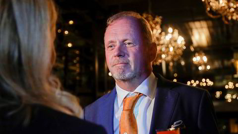 Owe Ingemann Waltherzøe på Industri- og Næringspartiets valgvake på Restaurant Louise i Oslo mandag kveld.