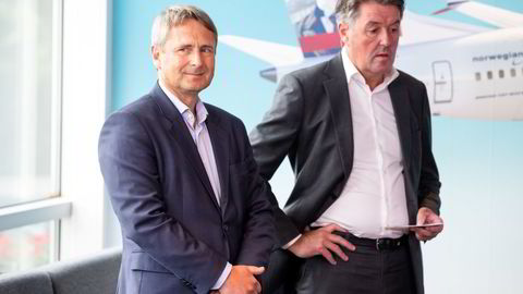 Widerøe-sjef Stein Nilsen (fra venstre) er spesielt fornøyd med å få velsignelse fra Konkurransetilsynet. Norwegian-sjef Geir Karlsen vil ikke si om alle flyene er velkommen i familien.