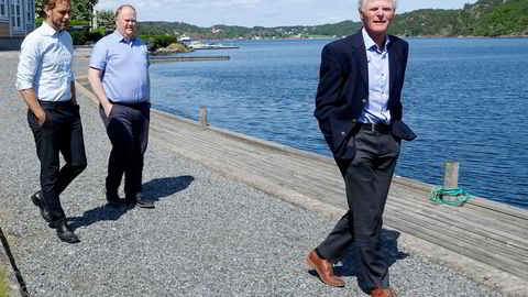 Når Atle Bergshaven (til høyre) nå flytter til Kypros, blir Andreas Hannevik (til venstre) administrerende direktør for det som i langt større grad blir et selskap som skal forvalte familiens formue – med lav risiko. I midten Atles sønn, Ebbe Bergshaven.
