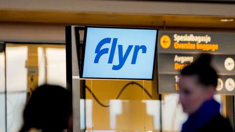 Gardermoen 20230130. innsjekkingsskranken til Flyr på Oslo lufthavn. Flyselskapet Flyr kom ikke i mål med den nye finansieringsplanen og styret vurderer alternativer for videre drift.