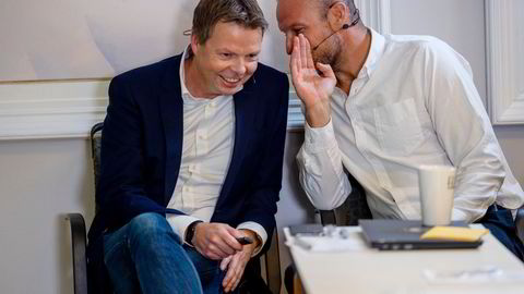 Airthings er blant tek-selskapene med det største børsfallet. Her selskapets toppsjef Øyvind Birkenes (til venstre) sammen med styreleder og investor Aksel Lund Svindal.