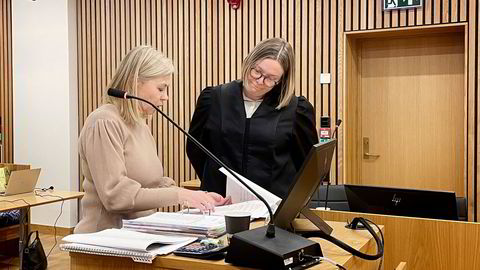 Påtalemyndigheten mener det er riktig å dømme mannen i 20-årene til seks års fengsel. Aktor Eli Reberg Nessimo (i sort kappe til høyre) og spesialetterforsker Marit Høyem Nordbotten.