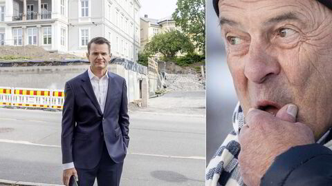 Martin Paul Hoff (fra venstre) har ryddet økonomien i Merkantilbygg, eid av investor Pål G. Gundersen. Her er Hoff foran utleievirksomheten Frogner House som ligger like bak Slottet i Oslo.