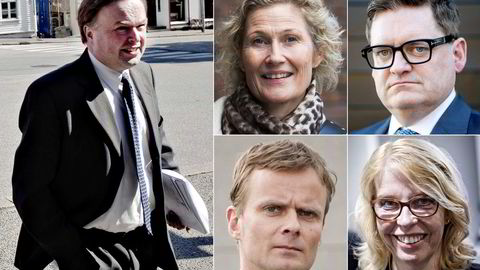 Blant Norges best betalte advokater, fra venstre og øverst: Erling Ueland i Schjødt, Anne Sofie Bjørkholt i Bahr, Peter Hammerich i Bahr, Dag S. Kaada i Schjødt og Siri Teigum i Thommessen.