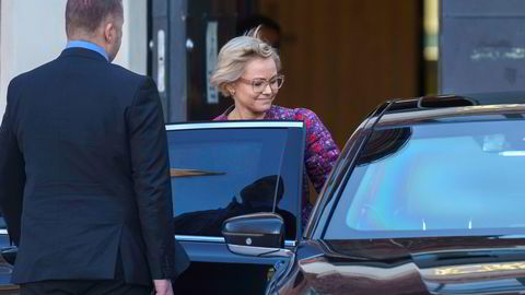 Helse- og omsorgsminister Ingvild Kjerkol (Ap) på vei ut fra Statsministerens kontor etter regjeringskonferansen torsdag ettermiddag.