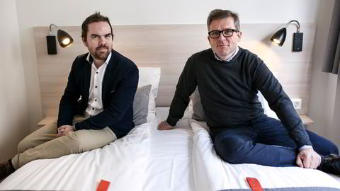 Citybox-gründer Martin Smith-Iversen (til høyre), her sammen med daglig leder Eivind Hjulstad, henter nye millioner for å finansiere målet om å bli en av de ledende hotellkjedene i budsjettsegmentet i Europa.