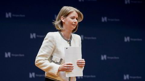 Sentralbanksjef Ida Wolden Bache under pressekonferanse om rentebeslutning fra Norges Bank i desember.