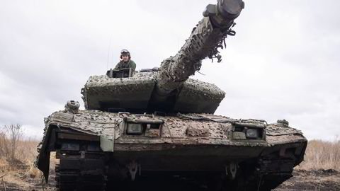 En Leopard stridsvogn i Ukraina.