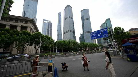 Den kinesiske økonomien har ikke fått den oppgangen som var ventet etter gjenåpningen. Her fra finansdistriktet Lujiazui i Shanghai.