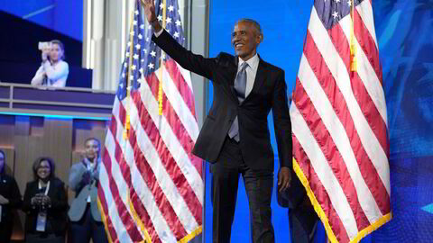 Barack Obama på talerstolen i Chicago tirsdag.