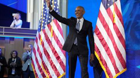 Barack Obama på talerstolen i Chicago tirsdag.