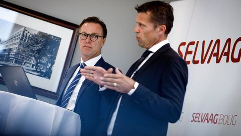 Administrerende direktør Sverre Molvik (til høyre) tror markedet letter i løpet av første halvår 2023. Her med Selvaag-arving Olav H. Selvaag.