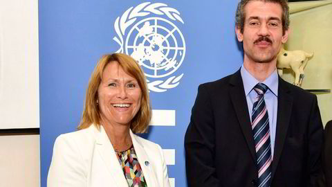 Tidligere UNOPS-leder Grete Faremo og hennes daværende nestleder, Vitaly Vanshelboim.