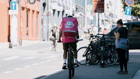 Foodora-sykkelbud på Grünerløkka i Oslo.