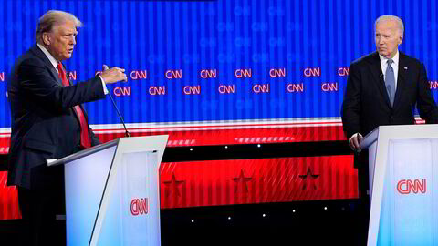 Det å nedkjempe motstanderen blir lett et mål i seg selv, skriver kronikkforfatteren. Her fra debatten mellom Donald Trump og Joe Biden 28. juni.
