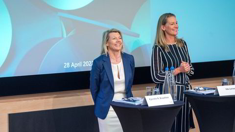 DNBs konsernsjef Kjerstin Braathen (til venstre) og finansdirektør Ida Lerner.