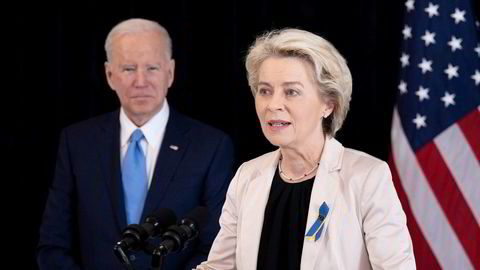 USA og EU er kommet frem til enighet om en ny ordning for overføring av personopplysninger ut av EU, kunngjorde Ursula von der Leyen fredag, her i møte med Joe Biden.