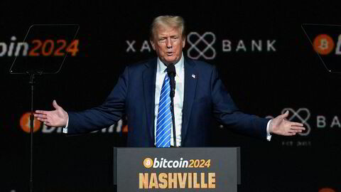 Den republikanske presidentkandidaten Donald Trump talte i juli under en bitcoin-konferanse i Nashville. Dette begeistret mange kryptotilhengere.