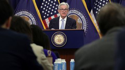 Fed-sjef Jerome Powell på onsdagens pressekonferanse.