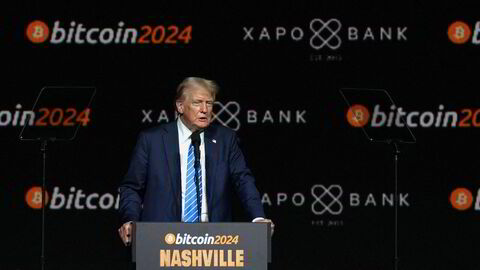 Presidentkandidat Donald Trump held tale på Bitcoin 2024-konferansen i Nashville 27. juli.