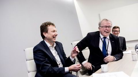 Statoil-sjef Eldar Sætre (midten) annonserte i november at Statoil skal bygge opp et supersenter for digitalisering. Driftsteknologisjef Kjetil Hove (til venstre) er sentral i prosjektet. Til høyre, rådgiver Glenn Harald Eide.