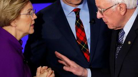 Bernie Sanders nektet under en debatt i natt for å ha sagt til Elizabeth Warren at en kvinne ikke kunne vinne presidentvalget.