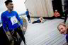 GOD TID: Morten Ahlbom ( i blått) kom inn på tiden 01:07 i Barcode Challenge. FOTO: Mikaela Berg