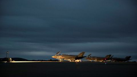 Forsvarets tre første F35 da de landet på Ørlandet flyplass da de ankom i 2017.
