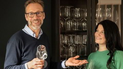 Thomas Giertsen og Merete Bø lager vinpodkast for Dagens Næringsliv.