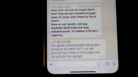 Denne meldingen dukket opp i Whatsapp-gruppen «Politikk» i starten av årets valgkamp.