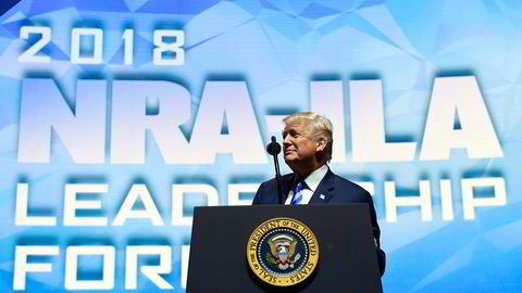 President Donald Trump talte på årsmøte til National Rifle Association (NRA) i Dallas fredag.