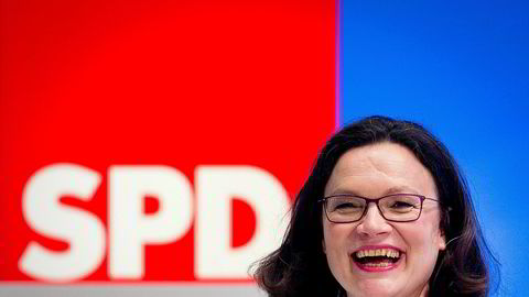 Andrea Nahles er ny SPD-leder i Tyskland.