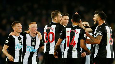 Tyneside-klubben Newcastle United, som figurerte tungt i filmen «Goal» fra 2005, skal ifølge WSJ nærme seg å bli kjøpt opp. Avbildet er Newcastle-spillere som feirer mål i 2-2-kampen mot Everton tidligere denne uken.