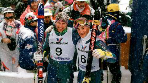 Gullduo. Lasse Kjus og Kjetil André Aamodt var blant dem som løftet den norske alpinsporten til nye høyder på 1990-tallet. Her fra alpin-VM i japanske Morioka i 1993, hvor Kjus tok gullet og Aamodt sølvet.