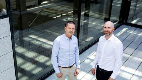 Administrerende direktør Terje Wibe (til venstre) og finansdirektør Fredrik Eeg i teknologiselskapet Mercell. Nå vil de hente mer penger og gå på børs for å fortsette å gjøre oppkjøp.