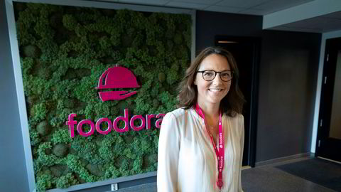 Foodora-sjef Elisabeth Myhre i selskapets nye lokaler sentralt i Oslo.