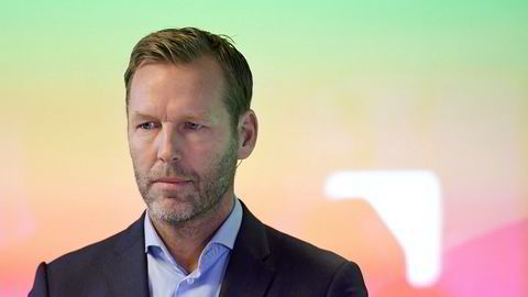 CEO Johan Dennelind i Telia under en pressekonferanse i 2017.
