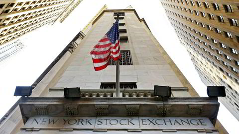 New York Stock Exchange, som ligger i Wall Street i New York.