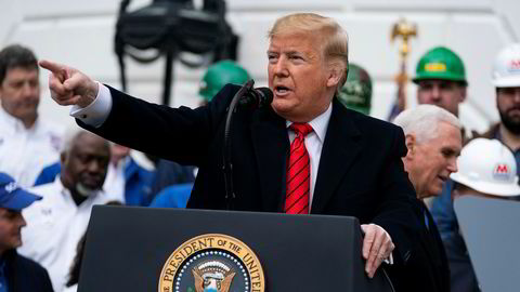 President Donald Trump i forbindelse med undertegningen av den reviderte frihandelsavtalen med Canada og Mexico onsdag.