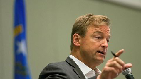 Senator Dean Heller taler til en forsamling i Reno, i hjemstaten Nevada.