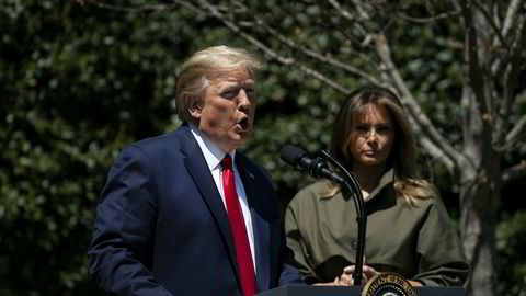 President Donald Trump og førstedamen Melania Trump under en treplantingsseremoni tidligere denne uken.
