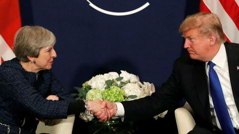 USAs president Donald Trump og Storbritannias statsminister Theresa May møttes sist på økonomitoppmøtet i Davos i januar.
