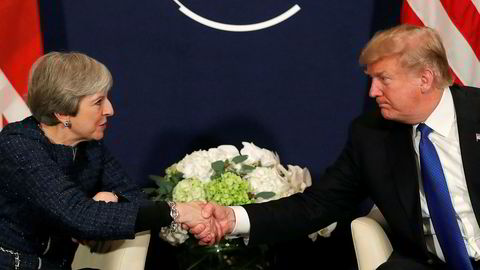 USAs president Donald Trump og Storbritannias statsminister Theresa May møttes sist på økonomitoppmøtet i Davos i januar.