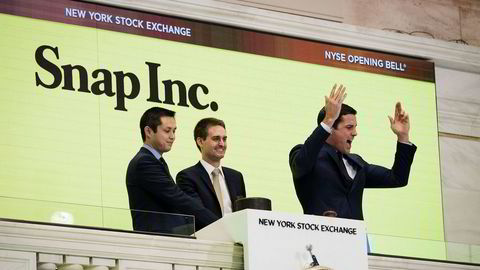 Fra Snap Incs børsnotering på New York Stock exchange  i mars 2017.