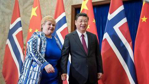 Statsminister Erna Solberg avsluttet Kina-besøket i 2017 med å møte president Xi Jinping i Folkets store hall i Beijing. Gjenopptagelse av forhandlingene om en frihandelsavtale har vært en del av normaliseringen mellom Kina og Norge.