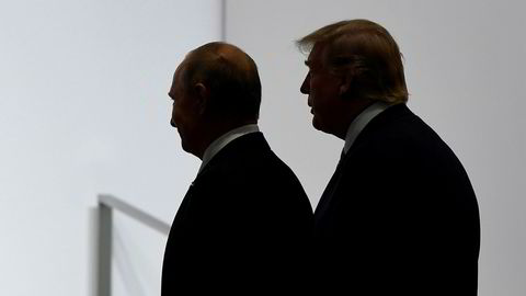 President Donald Trumps regjering varslet torsdag at USA vil trekke seg fra Open Skies-avtalen, som de beskylder Russland for å bryte. Her er Trump fotografert sammen med Russlands president Vladimir Putin .